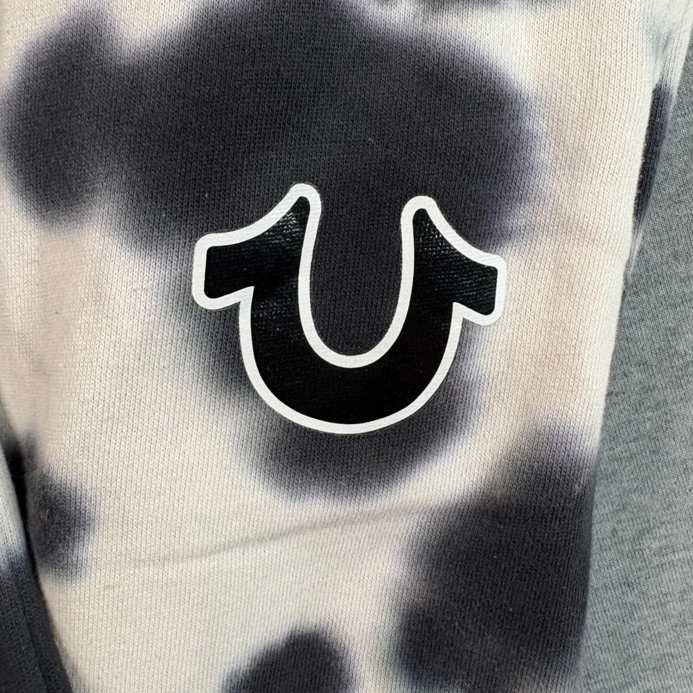 True Religion Mens Sunset Jogger Tie Dye Black White Fleece Sweatpants Large L